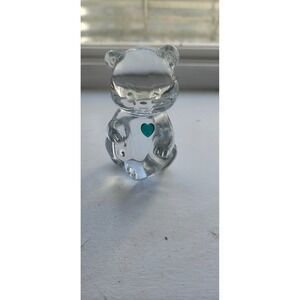 Fenton Teddy Bear Figurine Teal Heart Collectible May